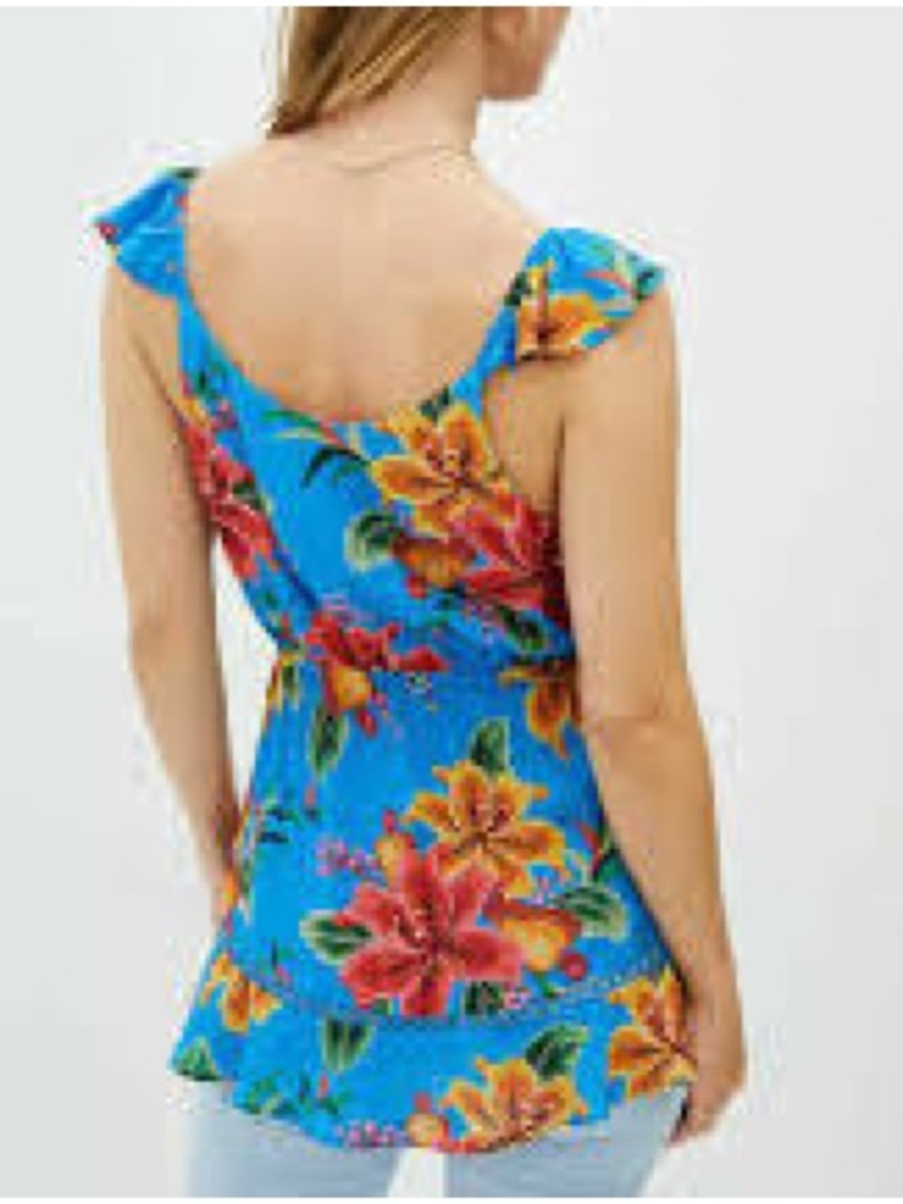 Anthropologie Blue Floral Off-Shoulder Camisole - Picture 11 of 11